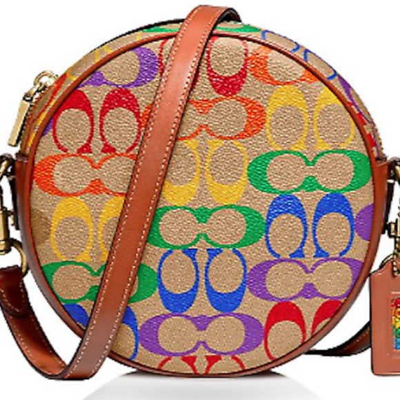 NWT Coach Circle Crossbody Tan Multi/Gold Original packaging